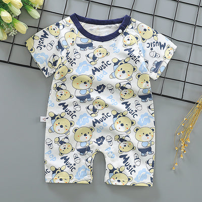 Thin Cotton Short-sleeved Short-climbing Jumpsuit For Boys And 1 Baby Girl