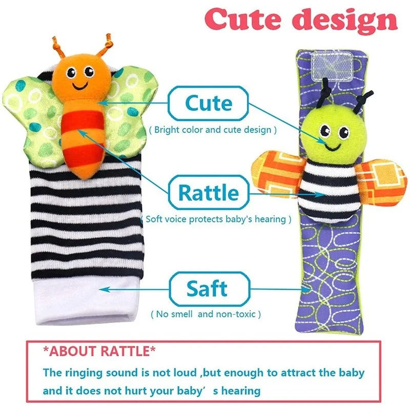 0-24 Months Baby Rattles Soft Plush Toys | Foot & Wrist Set for Newborns