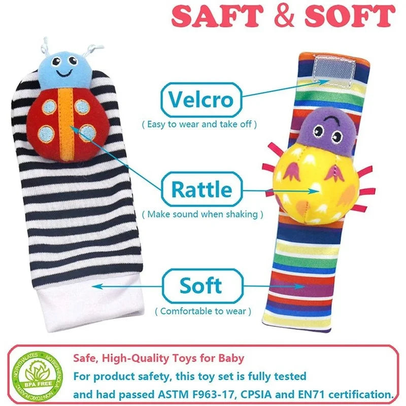 0-24 Months Baby Rattles Soft Plush Toys | Foot & Wrist Set for Newborns