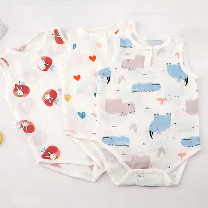 Summer Baby Home Suit Bodysuit Cute Cartoon Bear Rabbit Boys Girls Children Climbing Pajamas Thin Newborn Kids Sleeping Clothes