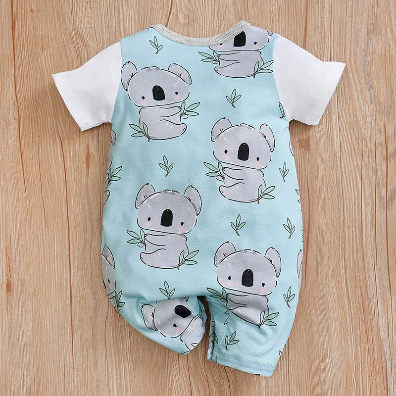 Newborn Baby Clothes Girl Boy koala print Jumpsuit Summer Short Sleeve Romper 0-18 Month Infant Toddler Pajamas One Piece Outfit