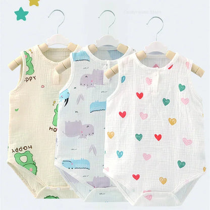 Summer Baby Home Suit Bodysuit Cute Cartoon Bear Rabbit Boys Girls Children Climbing Pajamas Thin Newborn Kids Sleeping Clothes