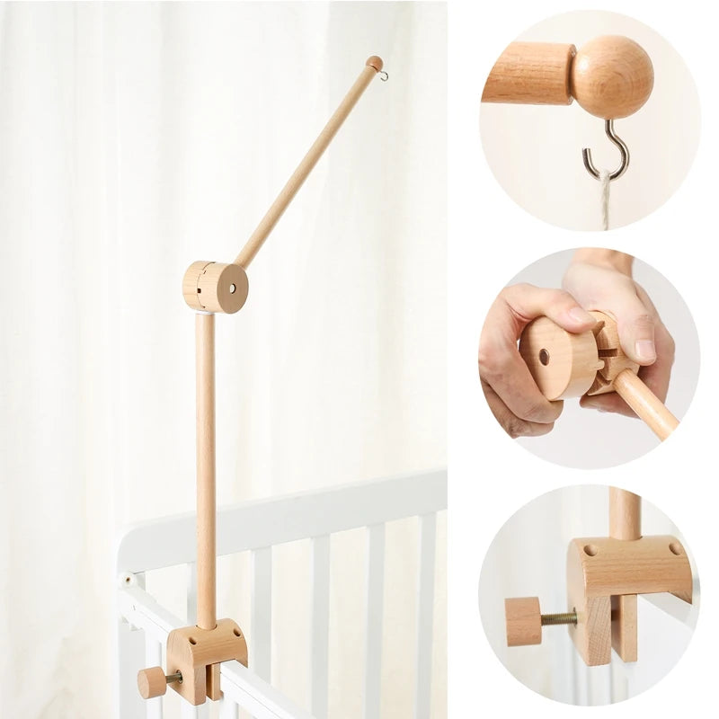 Baby Rattle Toy 0-12 Months Bed Bell Bracket Wooden Mobile Newborn Crochet Bed Bell Hanging Toys Holder Bracket Infant Crib Toy