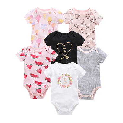 3-6 Pcs Cotton Short Sleeve Baby Bodysuits – Perfect for Newborns