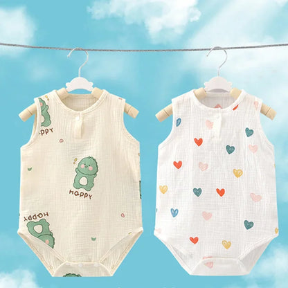 Summer Baby Home Suit Bodysuit Cute Cartoon Bear Rabbit Boys Girls Children Climbing Pajamas Thin Newborn Kids Sleeping Clothes