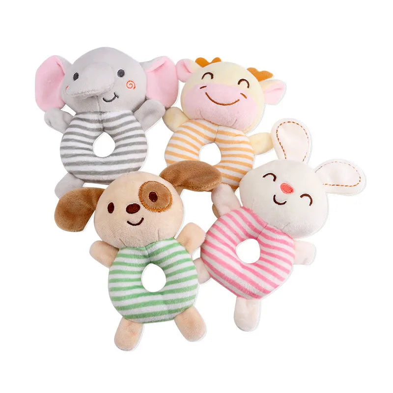 New Baby Rattle Toys Cartoon Animals Plush Infant Hand Ring Bed Toys for Newborn 0-24 Months Toddler Early Educational Toy