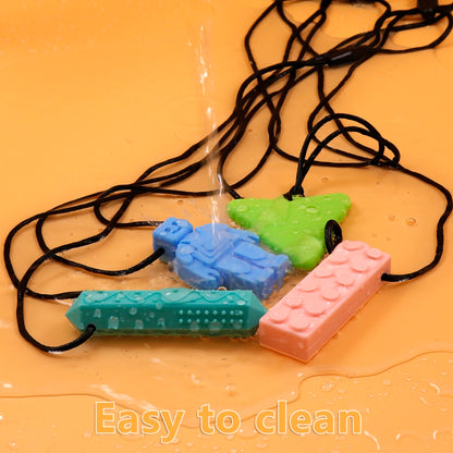 Sensory Chew Necklaces(2 Pack) for Kids with Teething, ADHD, Autism, Biting Needs, Oral Motor Chewy Teether, Silicone chewlery J