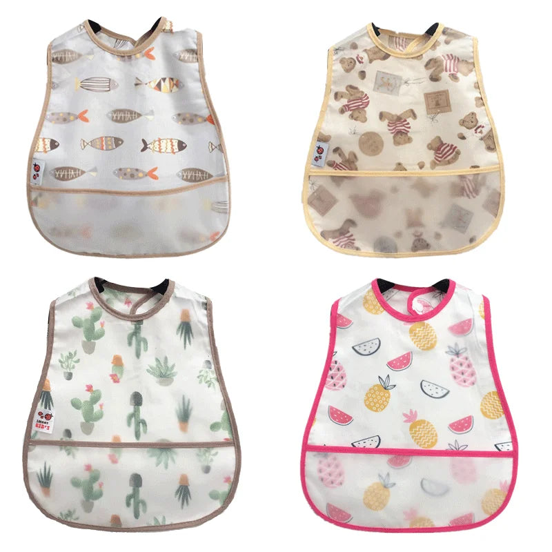 2023New Cartoon Pattern EVA Waterproof Pocket Lunch Feeding Bibs Adjustable Baby Bibs Cute Children Baby Apron Kids Burp Cloths