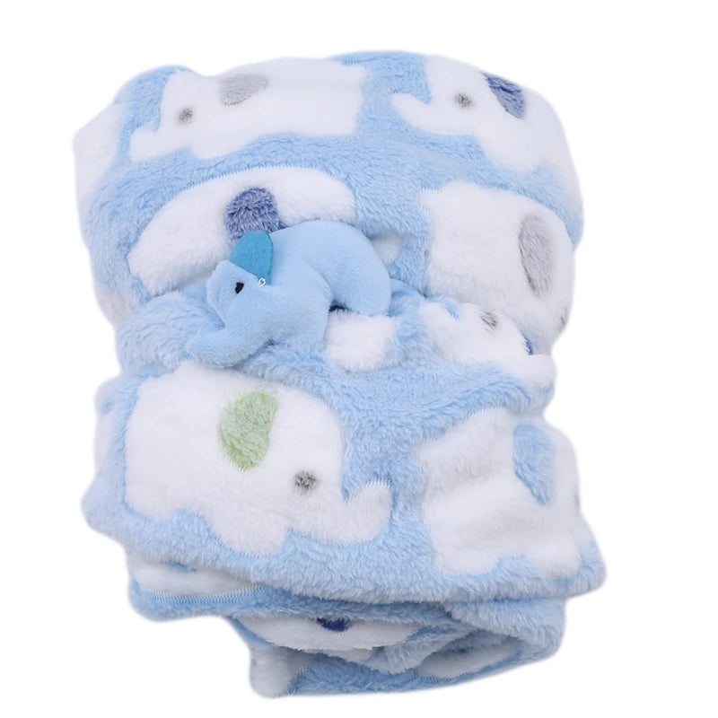 Cartoon Baby Blanket Cute Elephant Baby Products Newborn Elephant Air Conditioning Quilt Coral Velvet Pillow Quilt Dual-Use