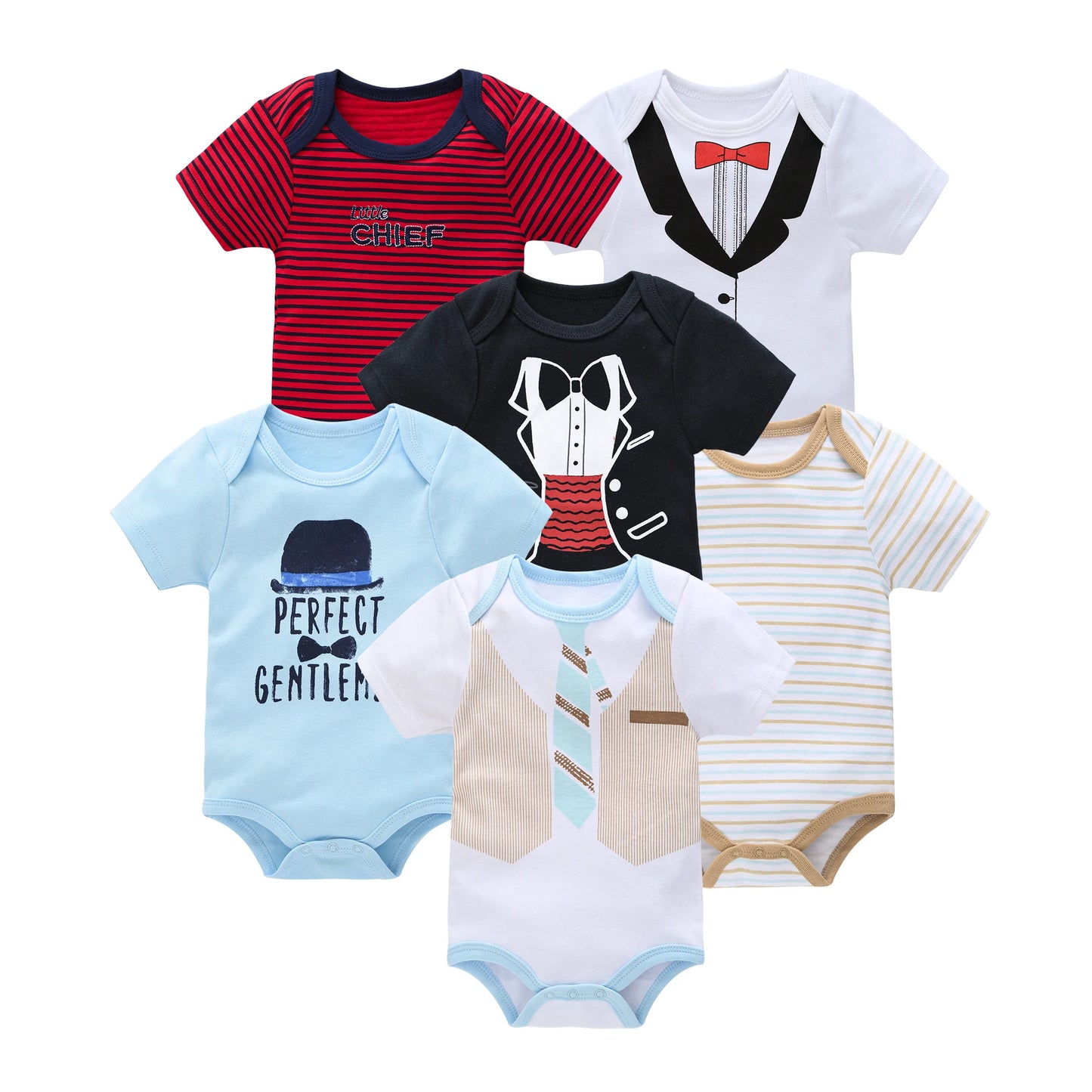 3-6 Pcs Cotton Short Sleeve Baby Bodysuits – Perfect for Newborns