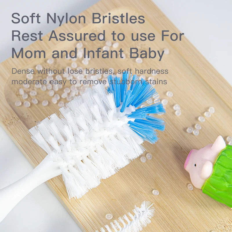 2 in 1 Mother-child Nylon Baby Bottle Cup Cleaning Brush Suction Stand Type Feeding Clean Tool Set