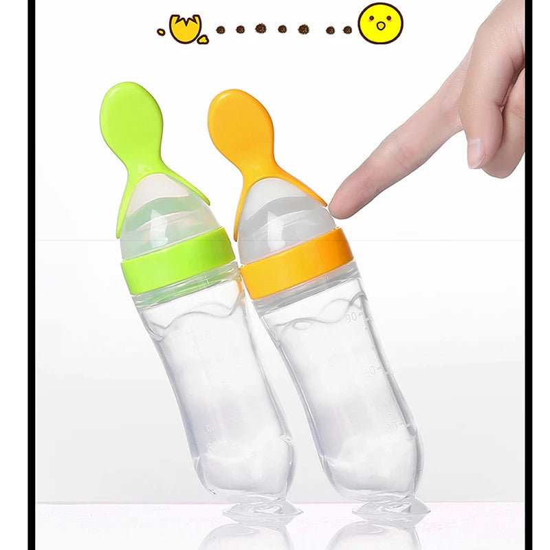 Squeezing Feeding Bottle Silicone Newborn Baby Training Rice Cereal  Food Spoon Supplement Feeder Safe Useful Tableware For Kids