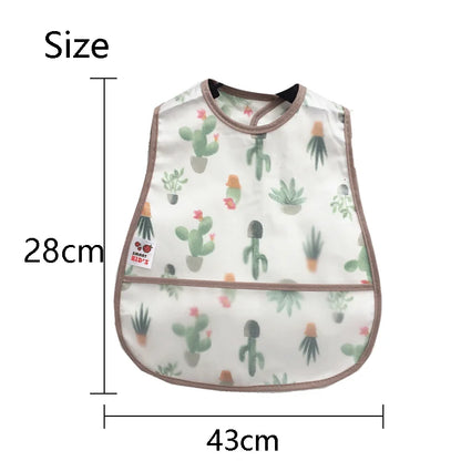 2023New Cartoon Pattern EVA Waterproof Pocket Lunch Feeding Bibs Adjustable Baby Bibs Cute Children Baby Apron Kids Burp Cloths