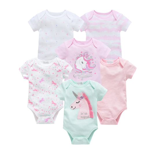 3-6 Pcs Cotton Short Sleeve Baby Bodysuits – Perfect for Newborns