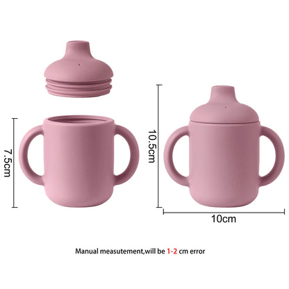 Portable Baby Feeding Drinkware Cup Newborn Learning Hand Shank Bottles Silicone Tableware Toddler Water Bottle Baby Accessories