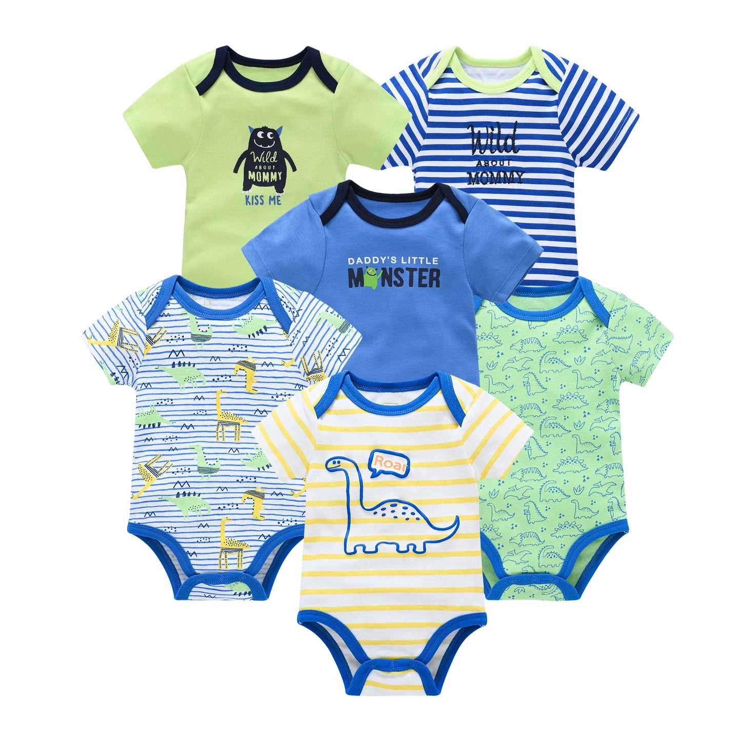 3-6 Pcs Cotton Short Sleeve Baby Bodysuits – Perfect for Newborns