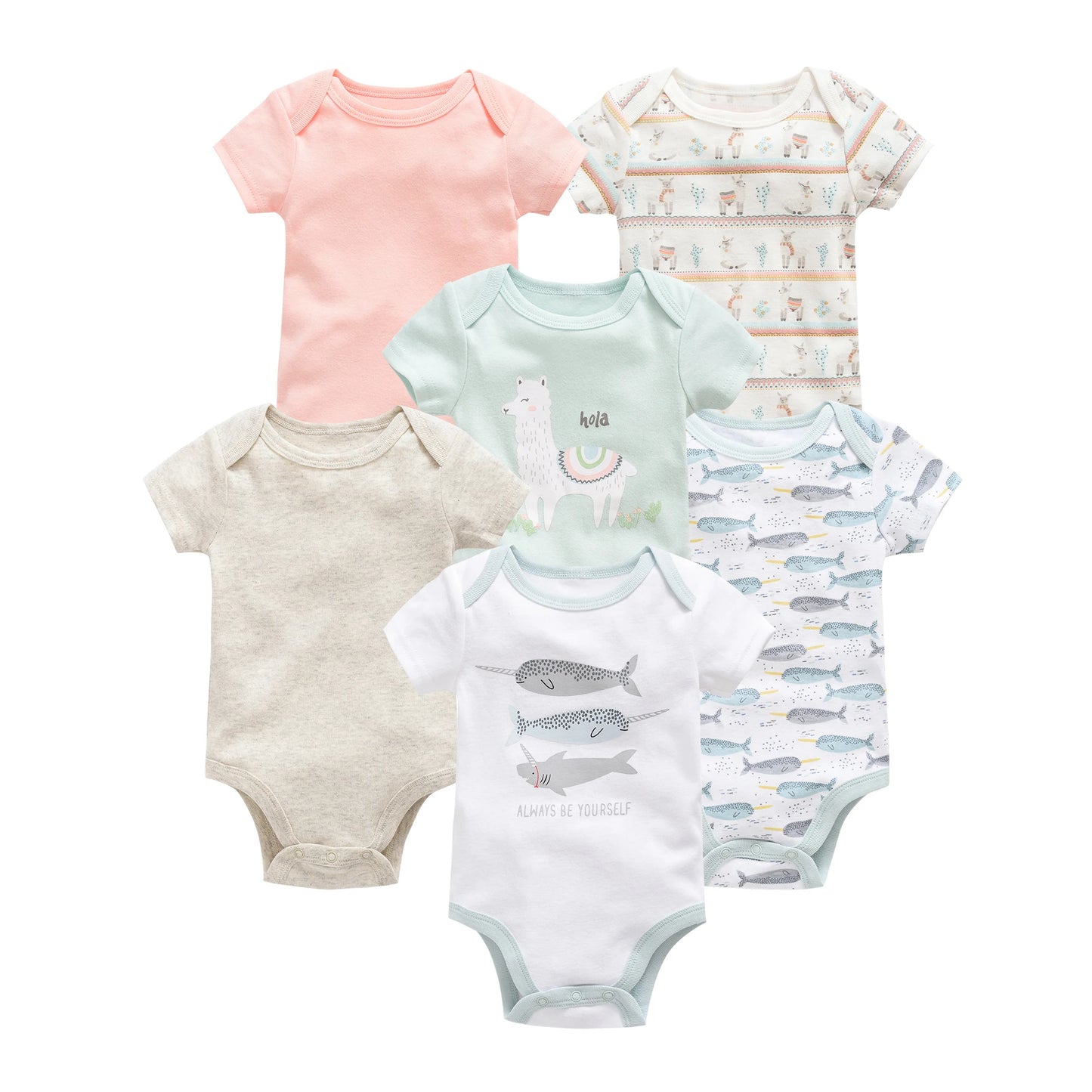 3-6 Pcs Cotton Short Sleeve Baby Bodysuits – Perfect for Newborns