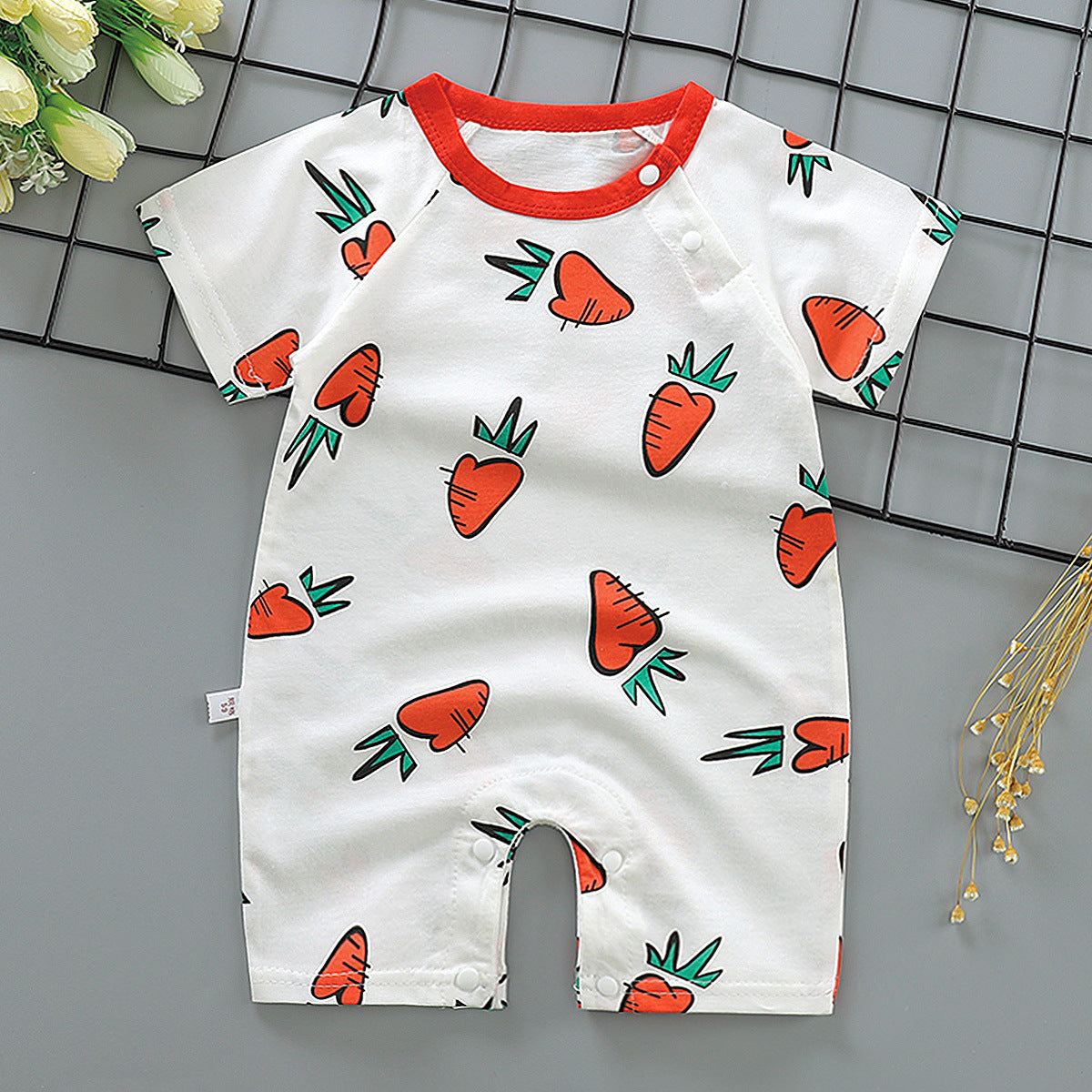 Thin Cotton Short-sleeved Short-climbing Jumpsuit For Boys And 1 Baby Girl